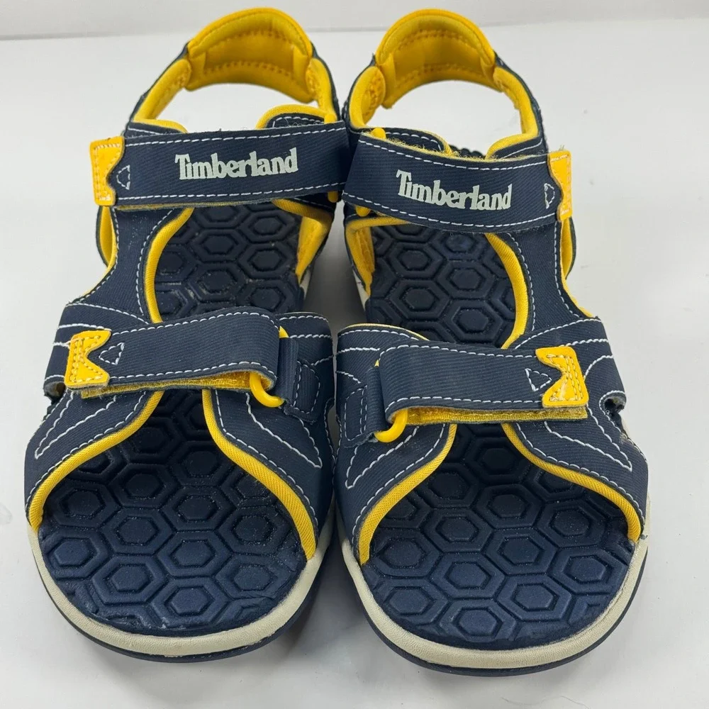 Timberland Adventure Seeker Boys‎ Navy Yellow Sandals A5798 Size 2 US